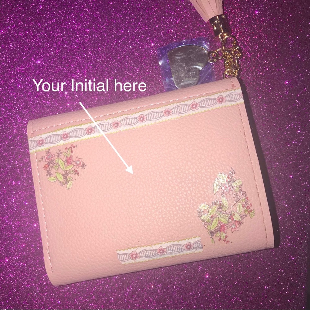 Cute pink trifold with 3-up initials